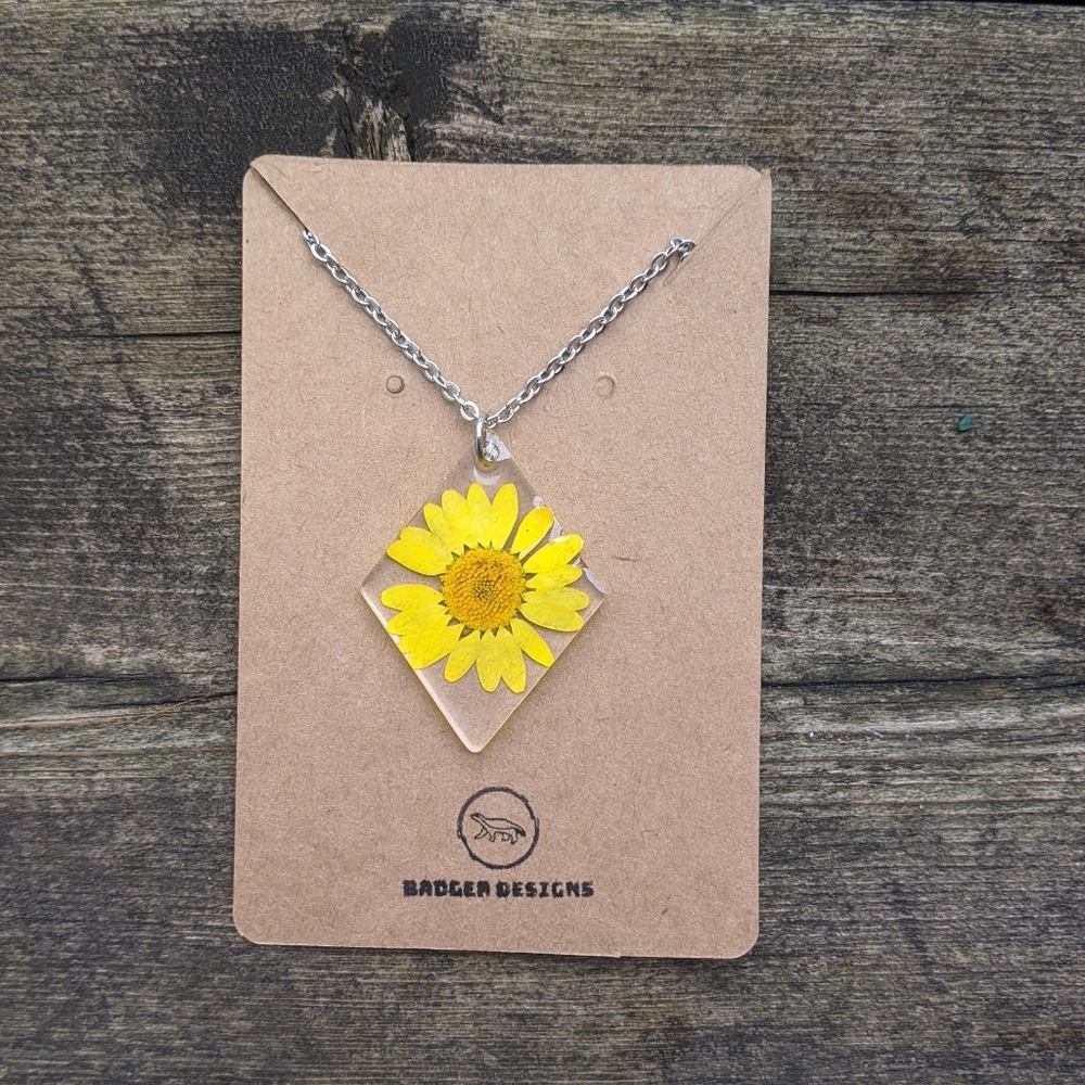 Sunflower Yellow Flower Necklace Forever Flower